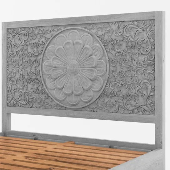 Grey Solid Wood King & Queen Size Bed - D'DASS Store