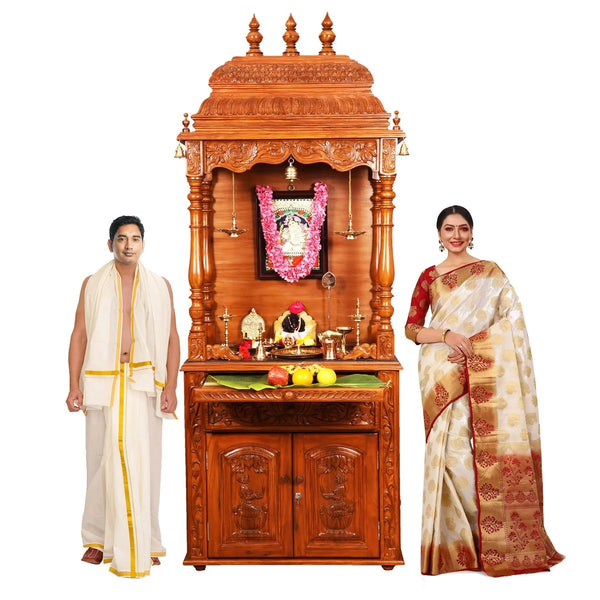 sri tirumalagiri venkateshwara swamy temple- 90" South Indian Style Saagwan Sheesham Wood Pooja Mandap