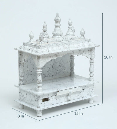 Sheesham MDF Wooden Pooja Temple Puja Mandap for Office | DDASSWT1518 Black Marble - D'DASS Store