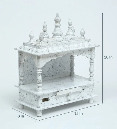 Sheesham MDF Wooden Pooja Temple Puja Mandap for Office | DDASSWT1518 Black Marble - D'DASS Store
