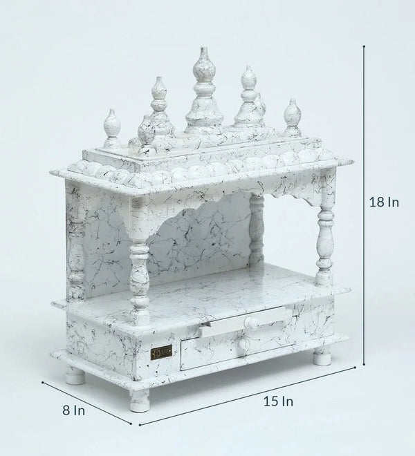 Sheesham MDF Wooden Pooja Temple Puja Mandap for Office | DDASSWT1518 Black Marble - D'DASS Store