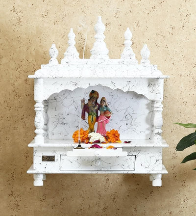 Sheesham MDF Wooden Pooja Temple Puja Mandap for Office | DDASSWT1518 Black Marble - D'DASS Store