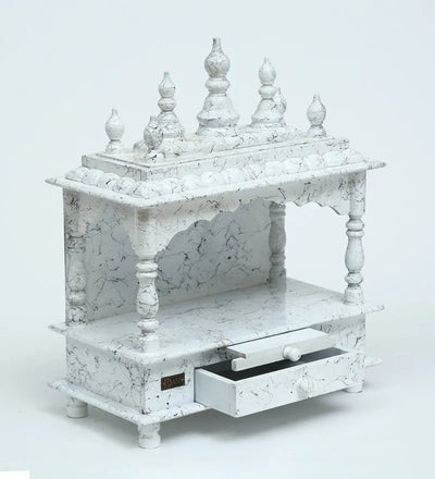 Sheesham MDF Wooden Pooja Temple Puja Mandap for Office | DDASSWT1518 Black Marble - D'DASS Store