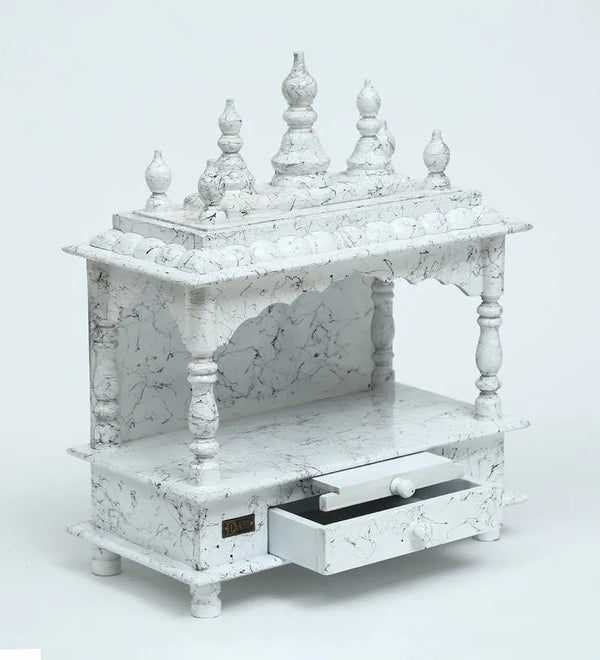 Sheesham MDF Wooden Pooja Temple Puja Mandap for Office | DDASSWT1518 Black Marble - D'DASS Store