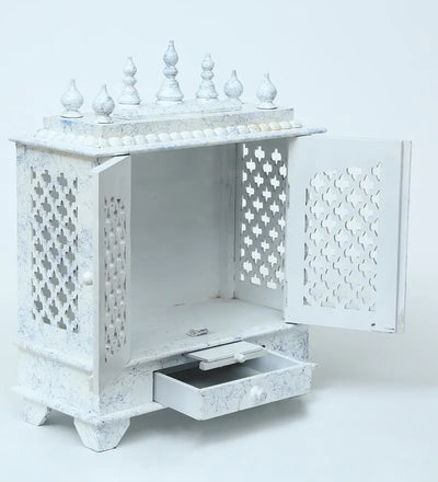 Sheesham MDF Marble Pooja Temple Puja Mandap for Office | DDASSWT2412 WRD Marble - D'DASS Store