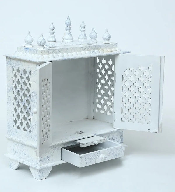 Sheesham MDF Marble Pooja Temple Puja Mandap for Office | DDASSWT2412 WRD Marble - D'DASS Store