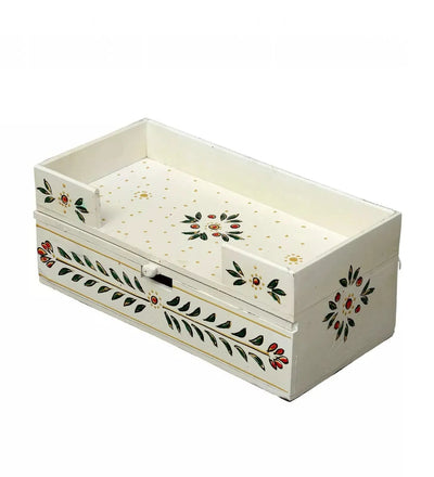 White Wall Hanging Wooden Pooja Chowki For Home & Office | DDASSWT132SHELF_WG - D'DASS Store