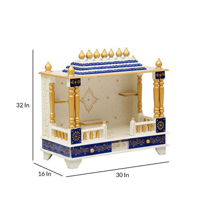 Big Sheesham MDF Wooden Pooja Temple for Home | DDASSWT3211WB