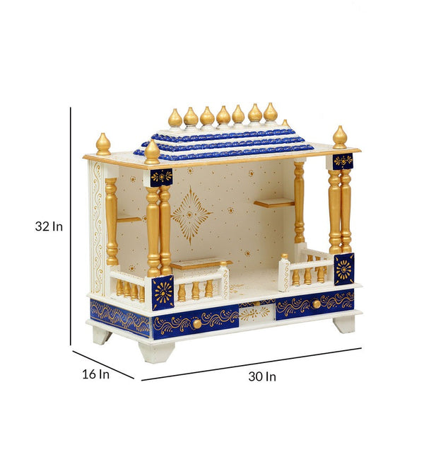 Big Sheesham MDF Wooden Pooja Temple for Home | DDASSWT3211WB - D DASS Store