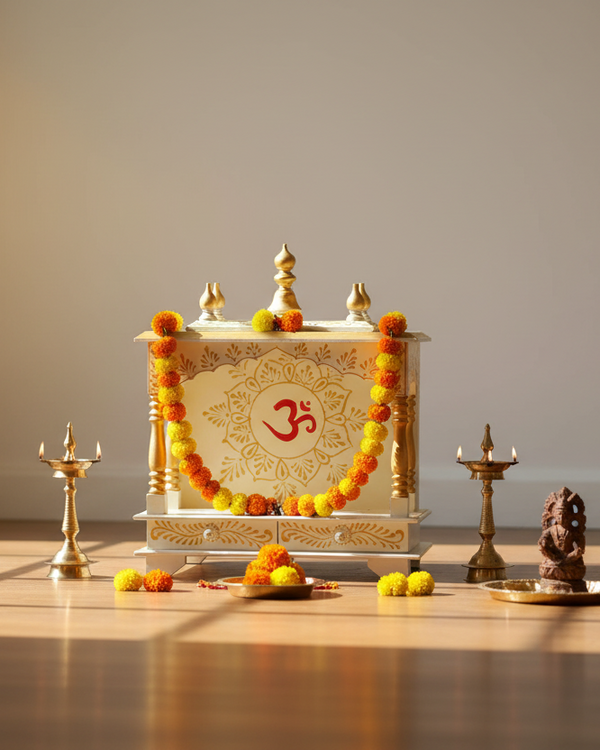 Wall Hanging Sheesham MDF Wooden Pooja Temple Puja Mandap For Office | DDASSWT1822OM - D'DASS Store