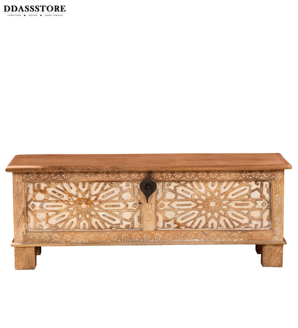 HandCarved Decorative Wooden Trunk & Storage Box