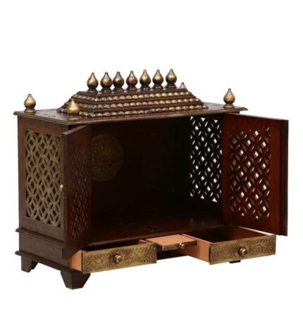 copper sheesham mdf wooden temple for pooja in home office copper sheesham mdf wooden temple f 6wvzhi