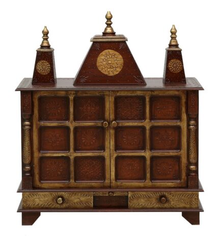 copper sheesham mdf wooden temple for pooja in home office copper sheesham mdf wooden temple f lsv9c5
