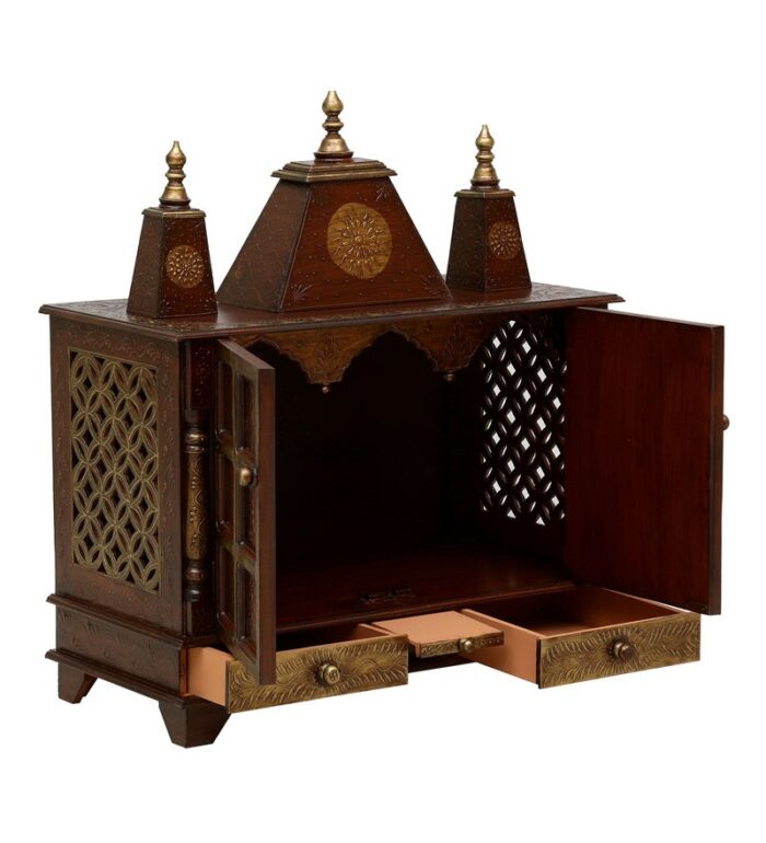 copper sheesham mdf wooden temple for pooja in home office copper sheesham mdf wooden temple f rdfgzv