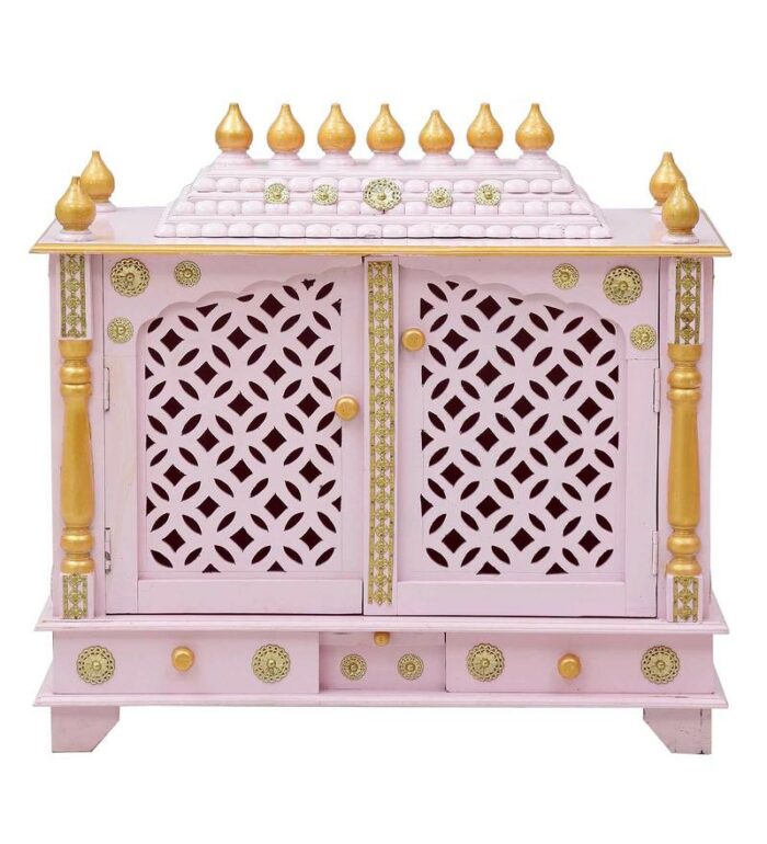 pink sheesham mdf wooden pooja mandir with door by d dass pink sheesham mdf wooden pooja mandir jp5vxe 1