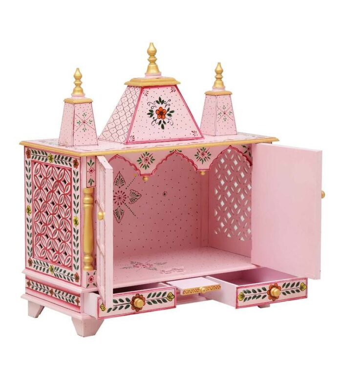 pink sheesham mdf wooden pooja mandir with door by d dass pink sheesham mdf wooden pooja mandir