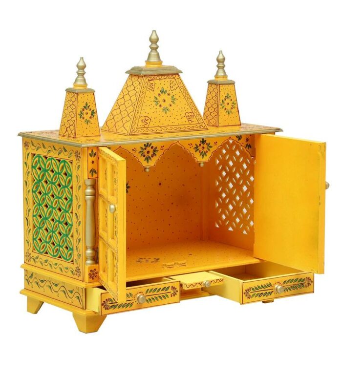 yellow sheesham mdf wooden temple for pooja in home office yellow sheesham mdf wooden temple f 2gjvfr