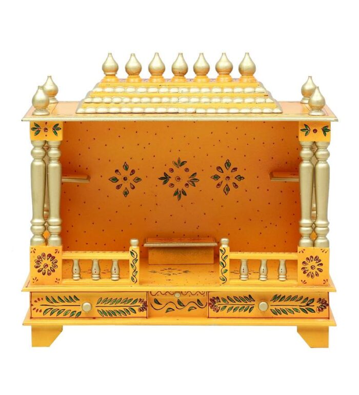 yellow sheesham mdf wooden temple for pooja in home office yellow sheesham mdf wooden temple f 6gm5vq