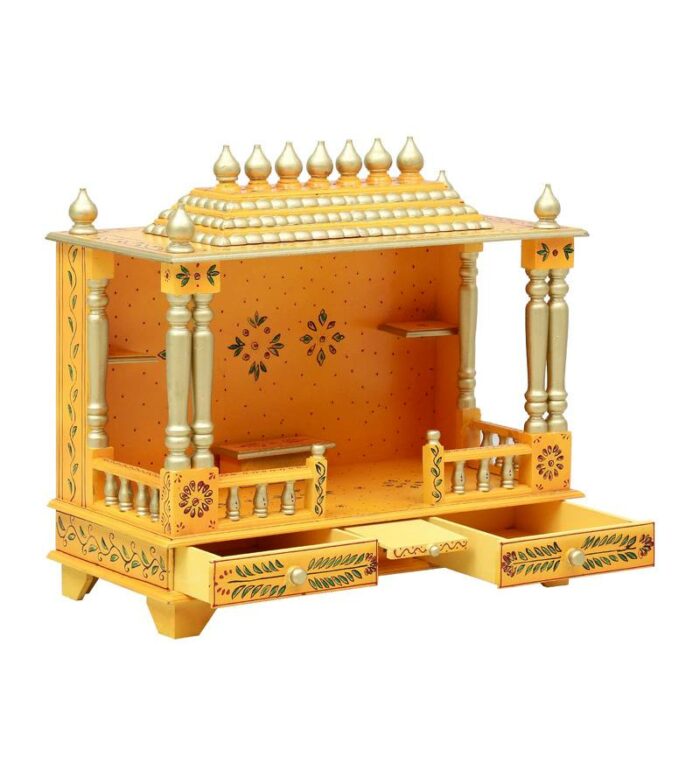 yellow sheesham mdf wooden temple for pooja in home office yellow sheesham mdf wooden temple f