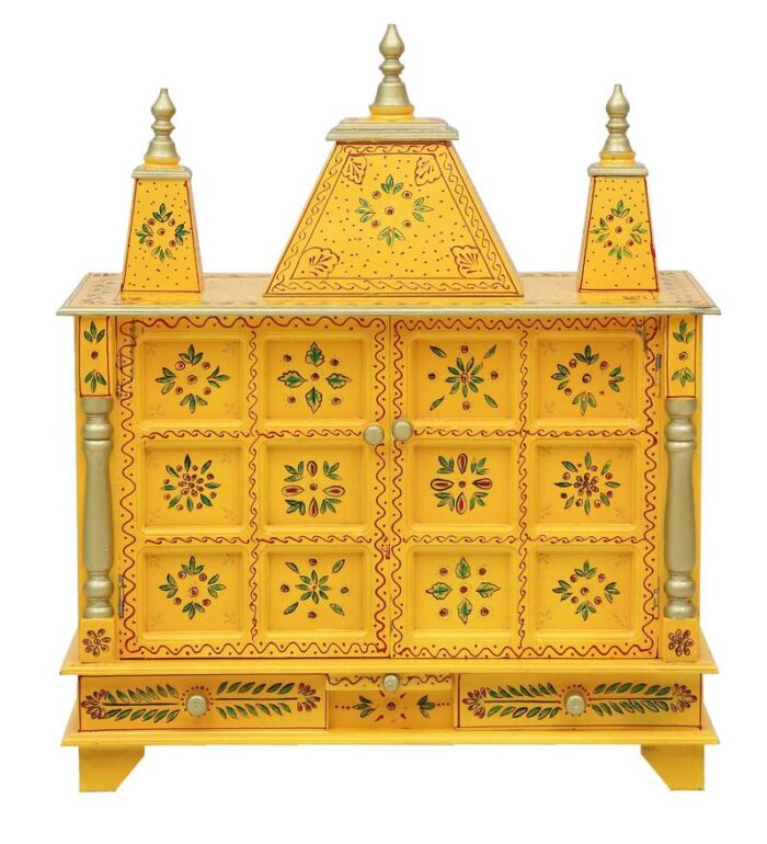 yellow sheesham mdf wooden temple for pooja in home office yellow sheesham mdf wooden temple f lirfuf
