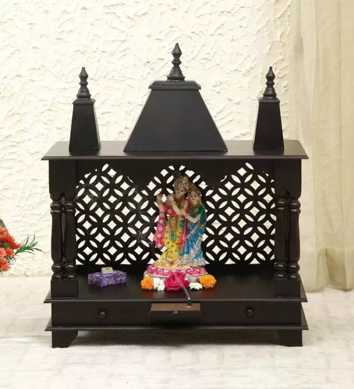 dark polish sheesham mdf wooden temple for pooja in home office dark polish sheesham mdf woode uqbakg