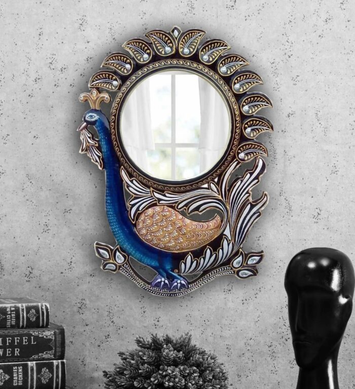multicolour pinewood mdf peacock wall mirror by d dass multicolour pinewood mdf peacock wall mir vzor85 2 scaled 1 scaled
