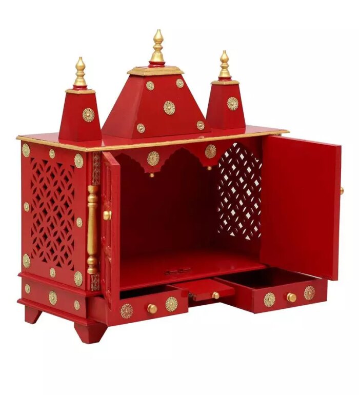 red sheesham mdf wooden temple for pooja in home office red sheesham mdf wooden temple for poo htyldu