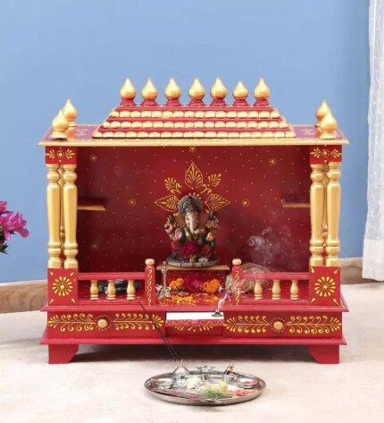 red sheesham mdf wooden temple for pooja in home office red sheesham mdf wooden temple for poo jednp8