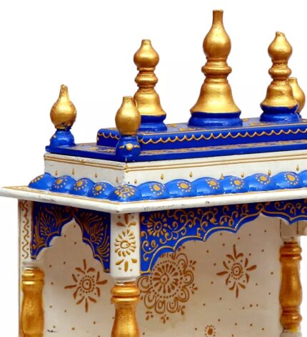 solid wood pooja mandir for home office in white blue finish by d dass solid wood pooja mandir f jgx38a