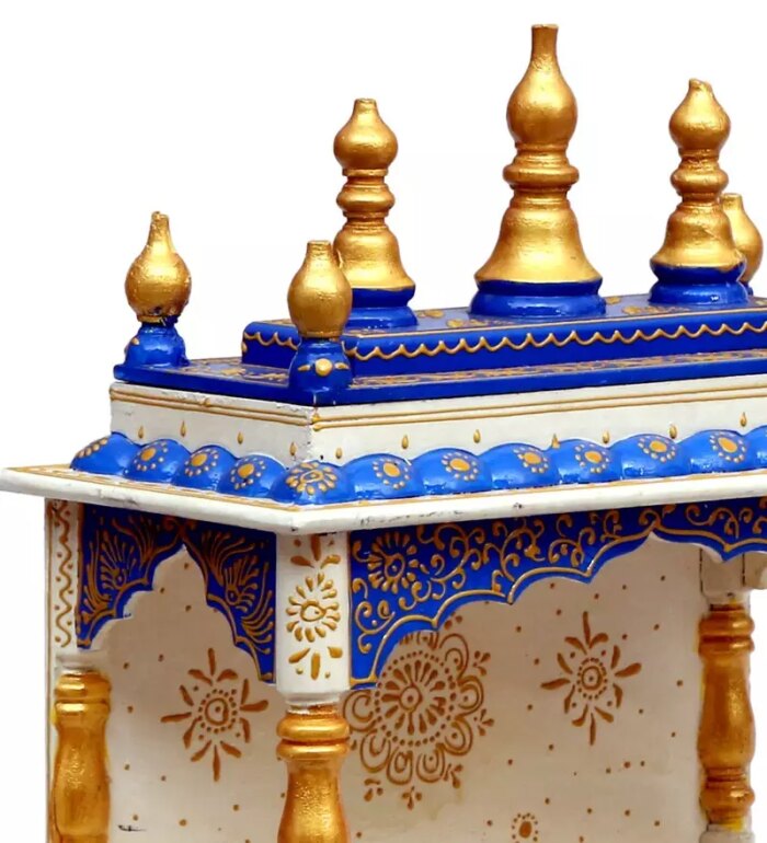 solid wood pooja mandir for home office in white blue finish by d dass solid wood pooja mandir f