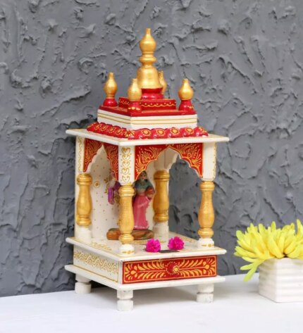 solid wood pooja mandir for home office in white red colour by d dass solid wood pooja mandir fo sv4s2f