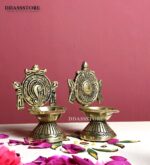 Traditional Brass Balaji Shankh Chakra Diya for Home Temple